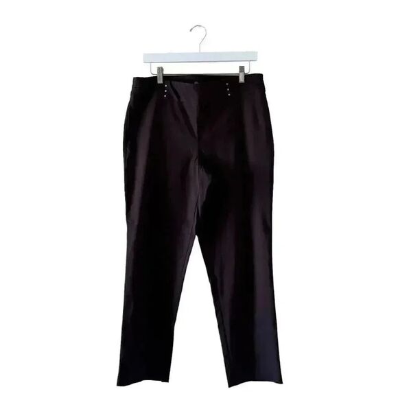 JM Collection Trousers Office Career Burgundy High Waist Pull On Pants LP - Picture 1 of 11